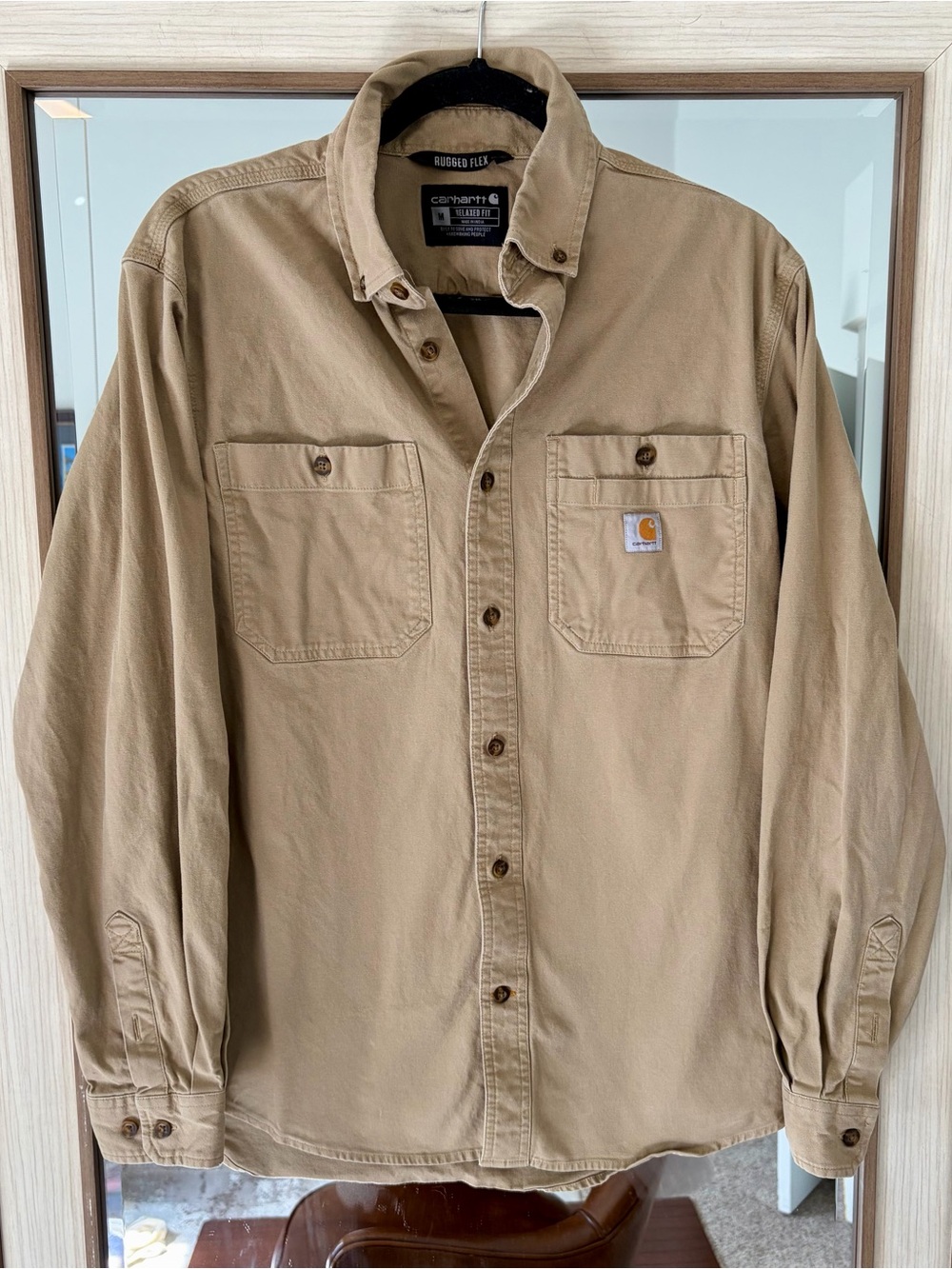 Men's Carhartt Rugged Flex Rigby Long Sleeve Work Shirt relaxed fit size Medium
